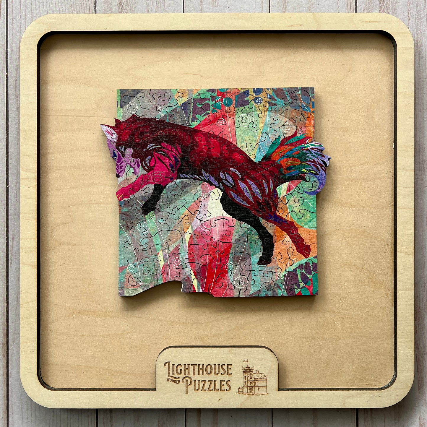 Red Fox Wooden Jigsaw Puzzle by Adolfo Valle