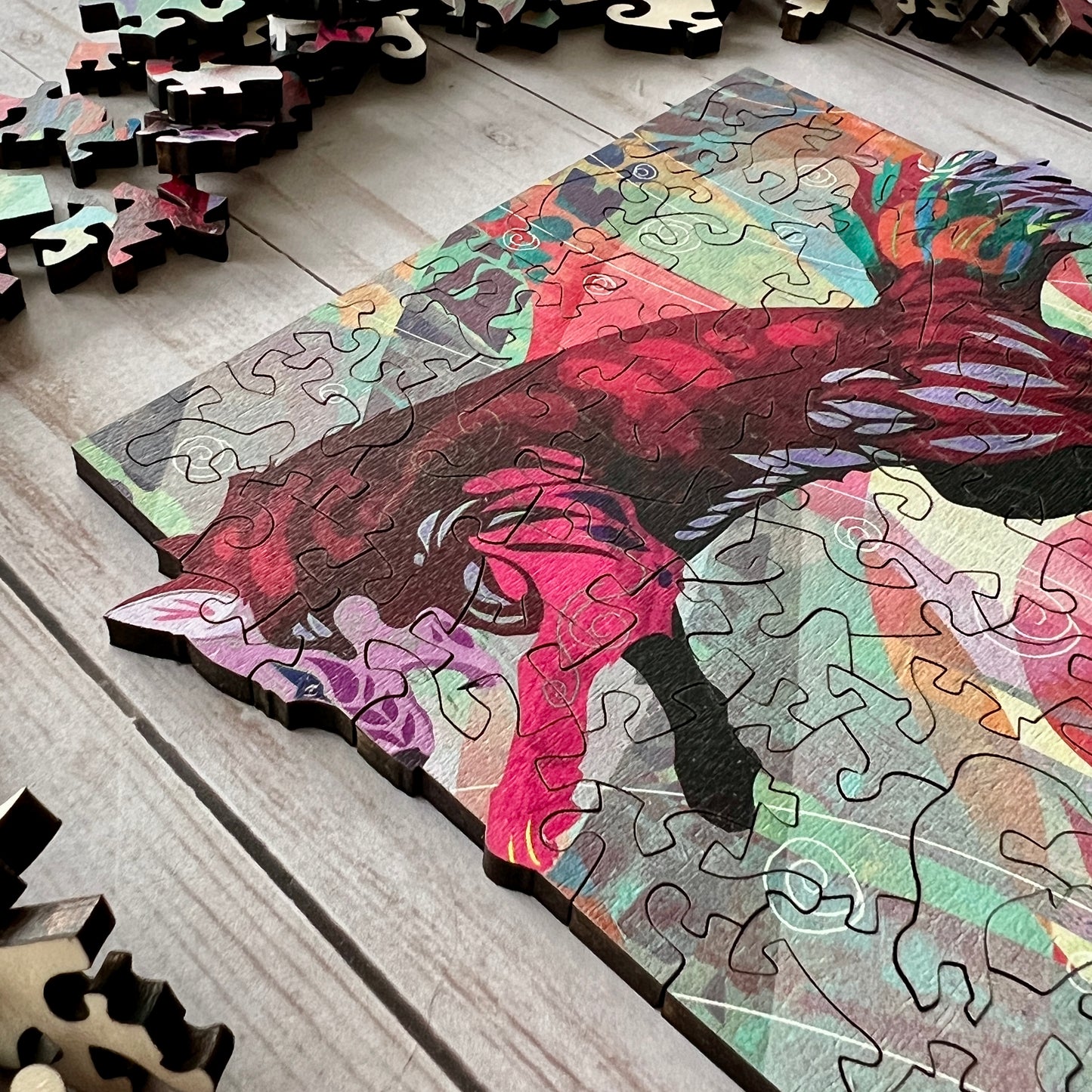Red Fox Wooden Jigsaw Puzzle by Adolfo Valle