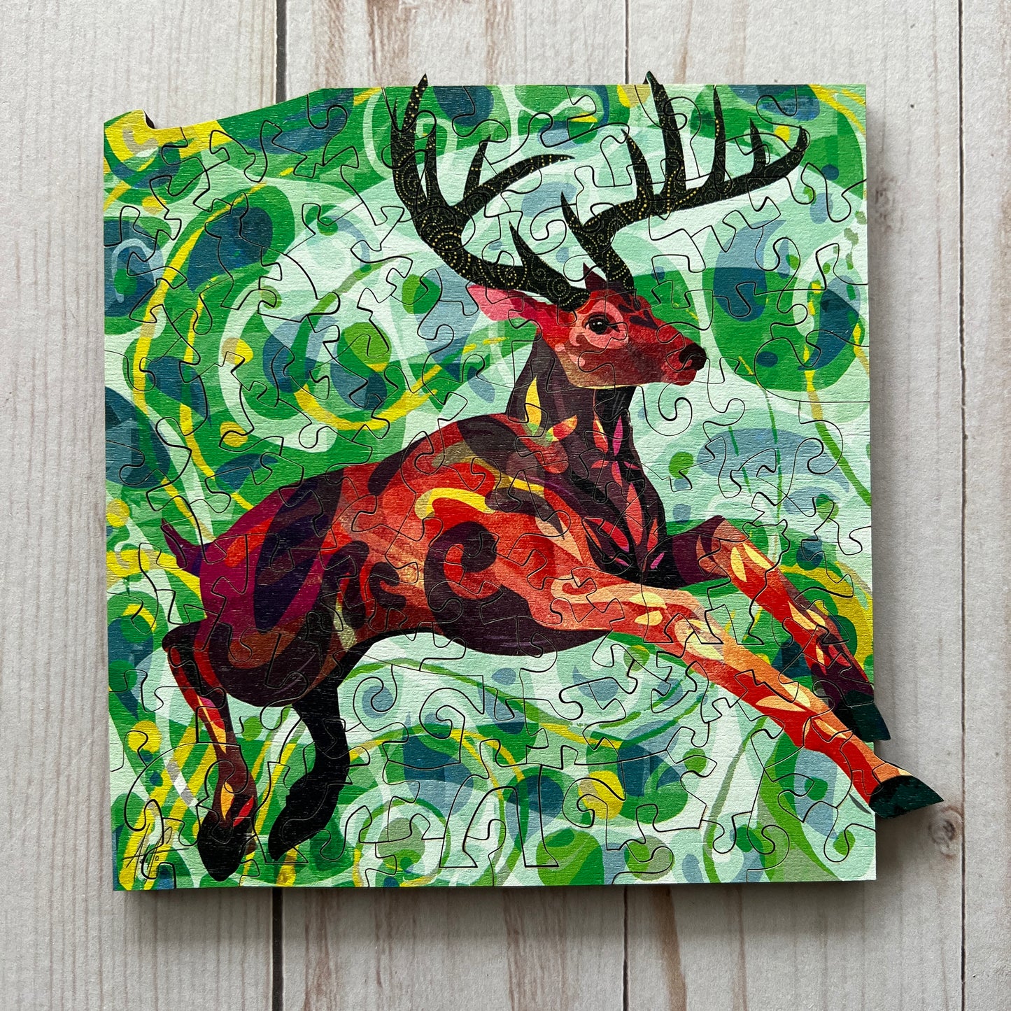 Whitetail Deer Wooden Jigsaw Puzzle by Adolfo Valle