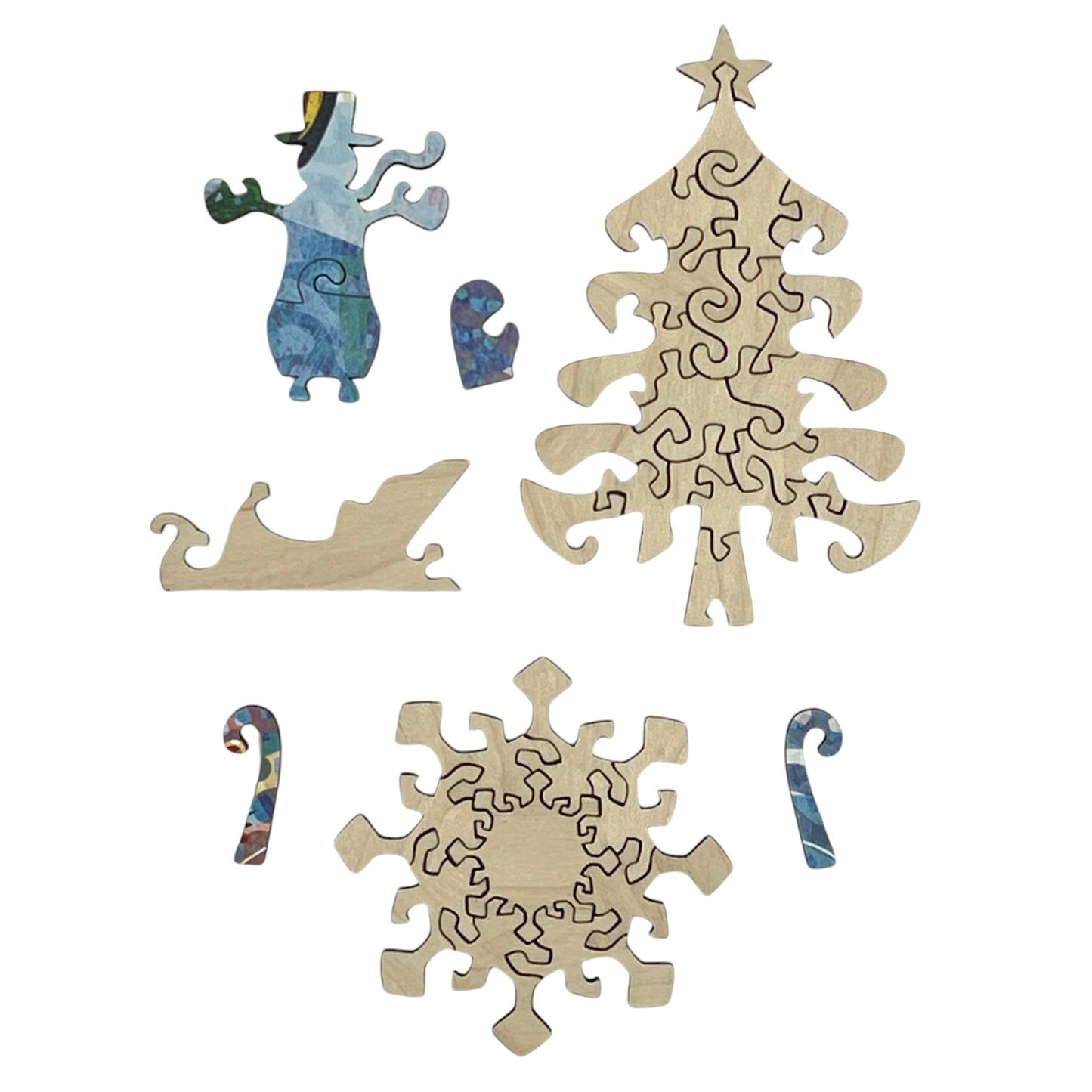 Yuletide Road Holiday Christmas Wooden Puzzle by Adolfo Valle