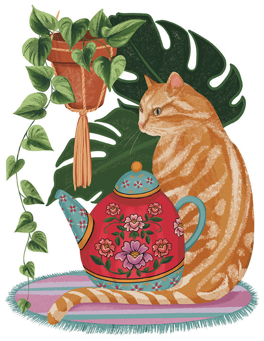 Cozy Kitty Cat Wooden Jigsaw Puzzle by Tara Green