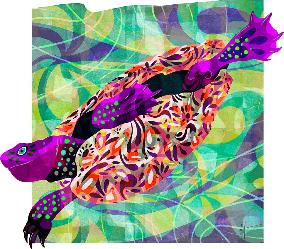 Painted Turtle Wooden Jigsaw Puzzle by Adolfo Valle