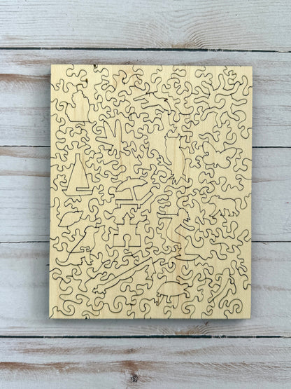 “Echos of Summer” Trio of Small Wooden Jigsaw Puzzles by Betsy O'Neill