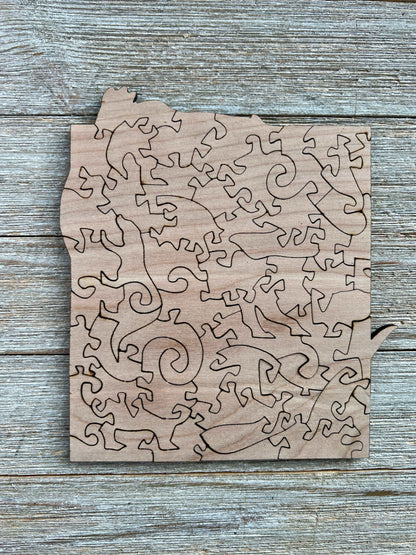 Back Side of River Otter Wooden Jigsaw Puzzle Showing Cut Design