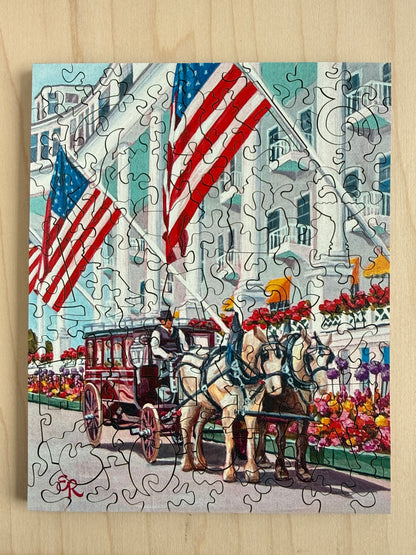 Stars, Stripes, and a Horse-Drawn Carriage Grand Hotel Mackinac Island Puzzle By Erynn Rice