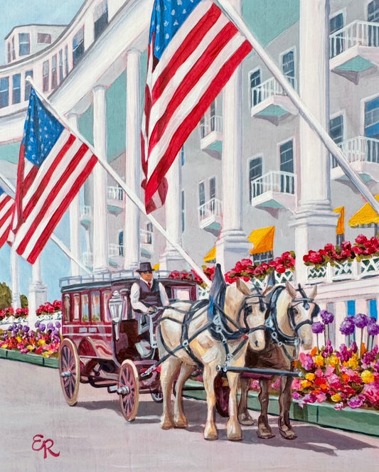 Stars, Stripes, and a Horse-Drawn Carriage Grand Hotel Mackinac Island Puzzle By Erynn Rice